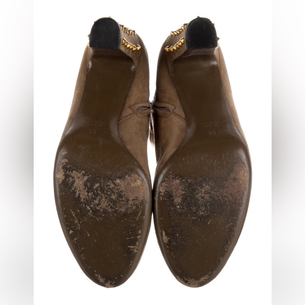 Gucci Brown Suede Studded Heel Boots - Picture 5 of 6